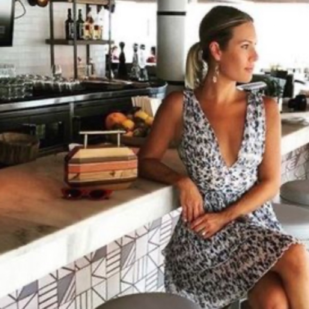 Majorelle Dora Blue Floral Chinoiserie Mini Dress, XXS